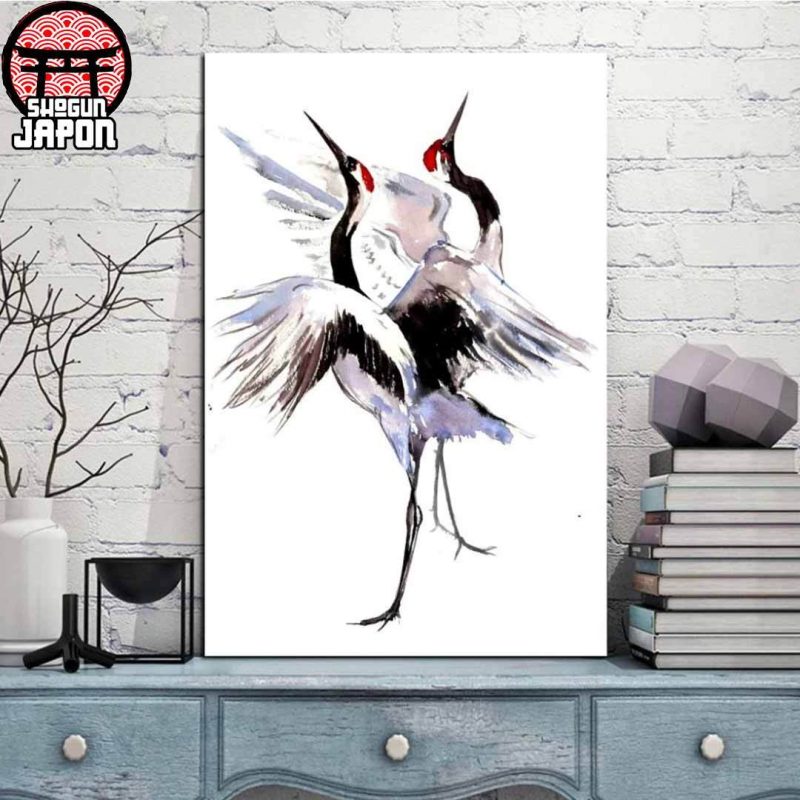 petit tableau a relief oiseau japonais duo