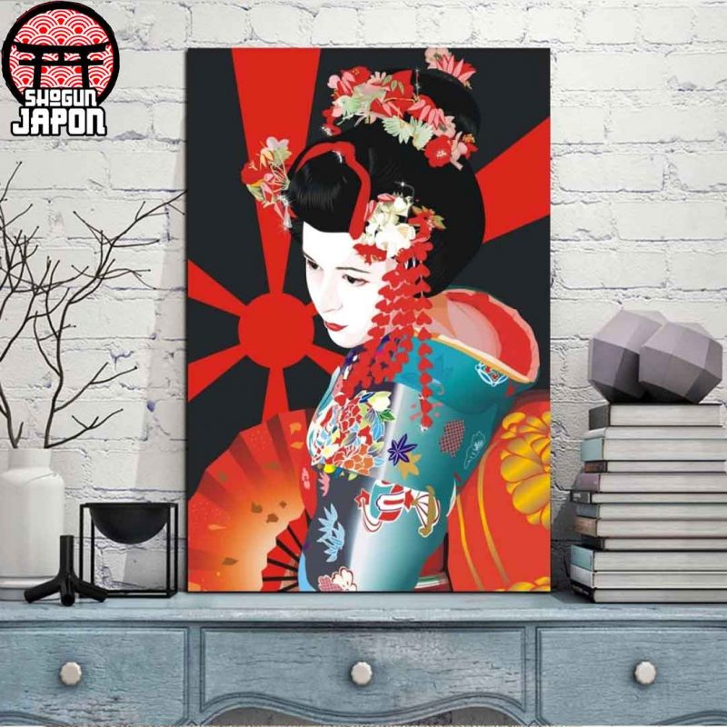 tableau geisha traditionnel japon