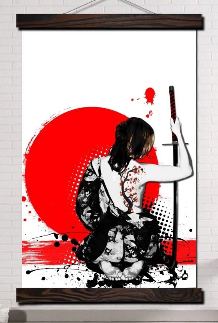 tableau japon noir blanc rouge