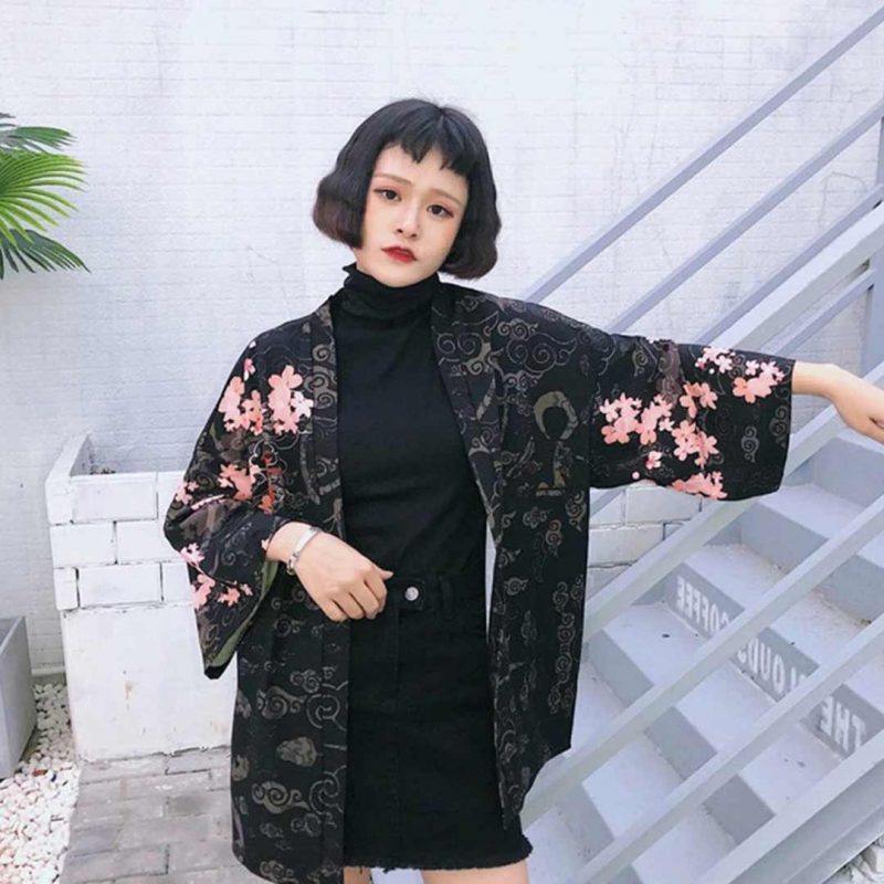 veste kimono femme avec frange