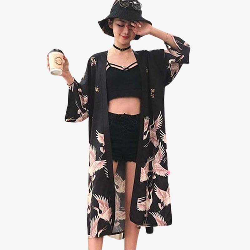 veste kimono longue femme